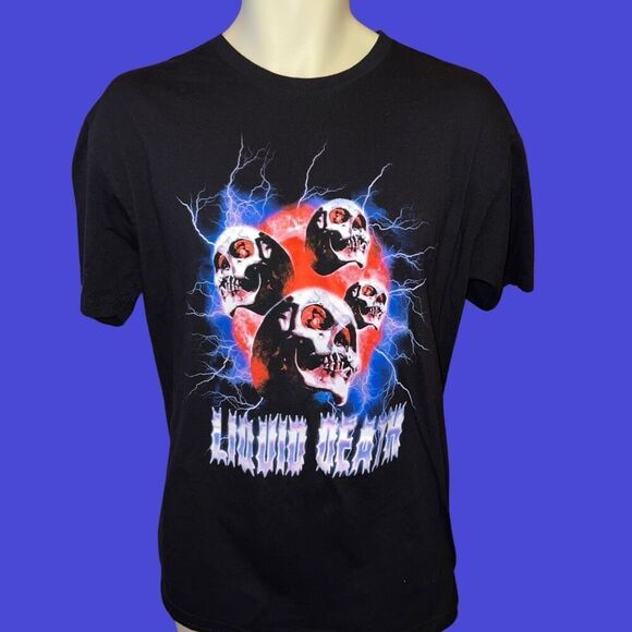 Unisex Liquid Death Ride The Lightning Black T Shirt Size XL #2 - Picture 1 of 5